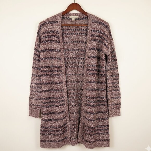 Knox Rose Open Front Long Cardigan Sweater Purple Multicolored Women’s Large - Picture 1 of 6